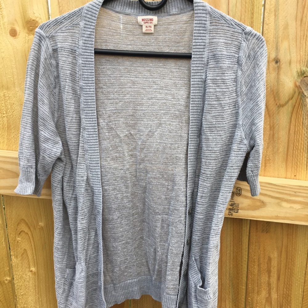 Grey short sleeve cardigan